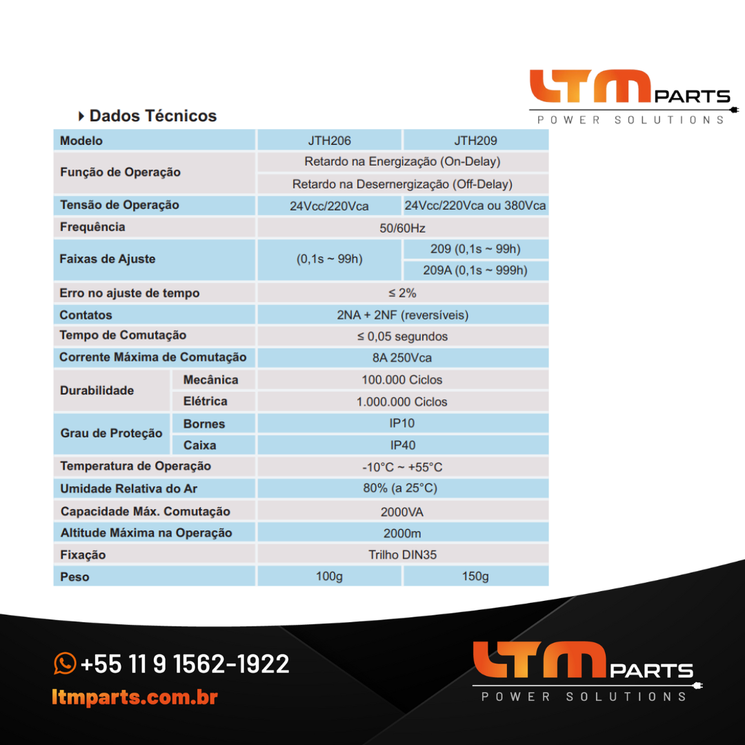 Relé de Tempo JTH206 / 209 JNG